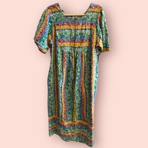 Vintage Cotton Floral House Dress | Cottagecore Prairie Midi